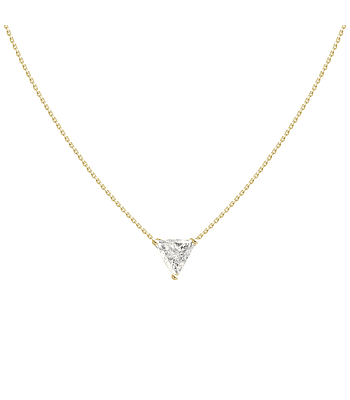 Collar Punto de Luz Diamante Triangular-Trillion- 20 Puntos Oro Amarillo 18K