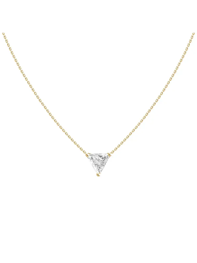Collar Punto de Luz Diamante Triangular-Trillion- 20 Puntos Oro Amarillo 18K 1