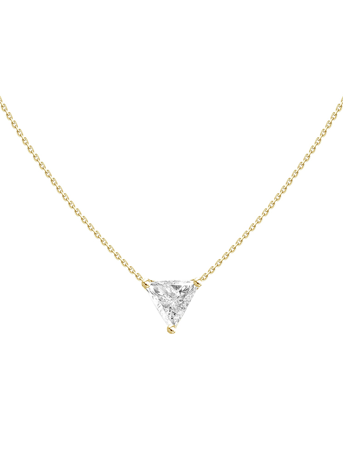 Collar Punto de Luz Diamante Triangular-Trillion- 20 Puntos Oro Amarillo 18K 1