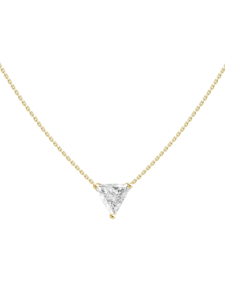 Collar Punto de Luz Diamante Triangular-Trillion- 20 Puntos Oro Amarillo 18K 1