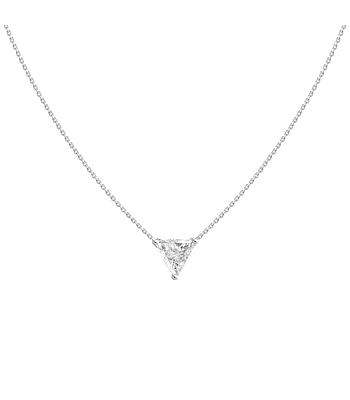 Collar Punto de Luz Diamante Triangular-Trillion- 20 Puntos Oro Blanco 18K
