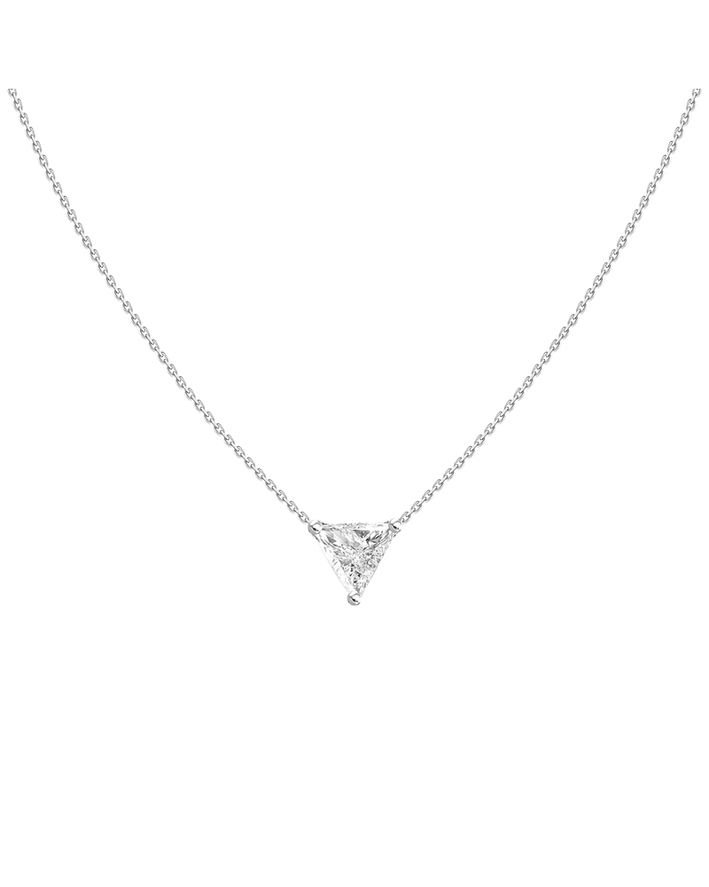 Collar Punto de Luz Diamante Triangular-Trillion- 20 Puntos Oro Blanco 18K
