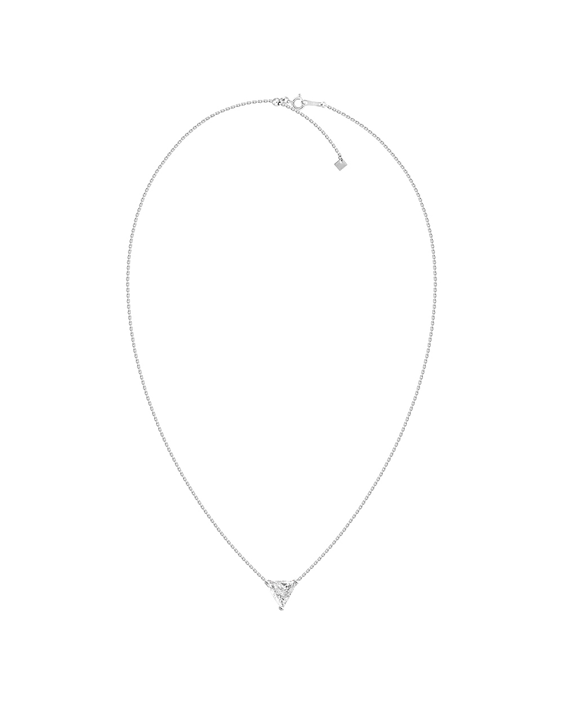 Collar Punto de Luz Diamante Triangular-Trillion- 20 Puntos Oro Blanco 18K