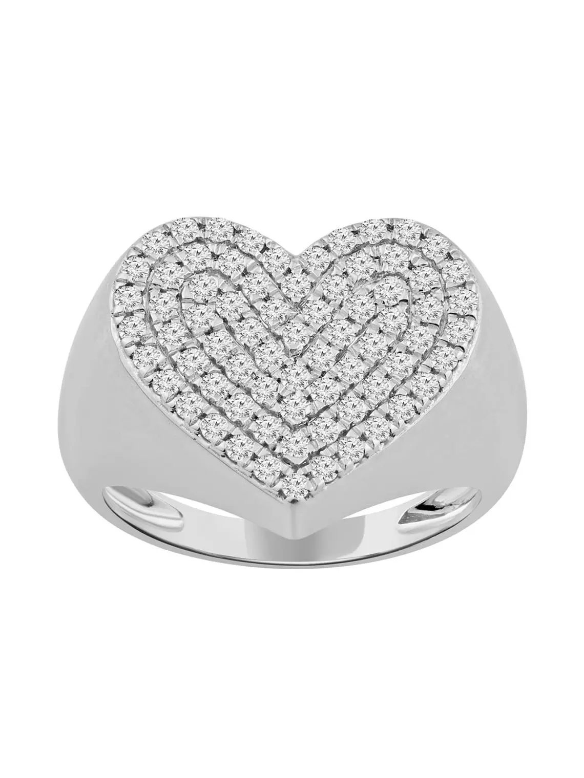 Maxi Anillo Forma Corazón Pavé Oro Blanco 18K 1