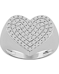 Maxi Anillo Forma Corazón Pavé Oro Blanco 18K