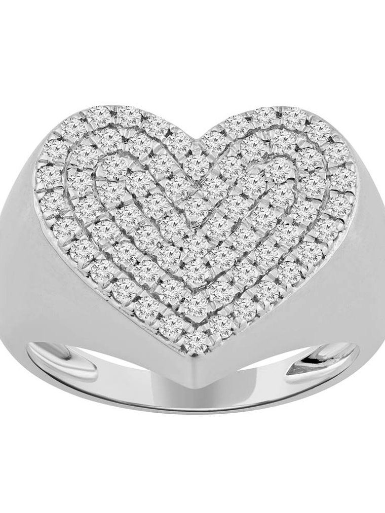 Maxi Anillo Forma Corazón Pavé Oro Blanco 18K 1