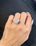 Maxi Anillo Forma Corazón Pavé Oro Blanco 18K