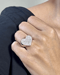 Maxi Anillo Forma Corazón Pavé Oro Blanco 18K