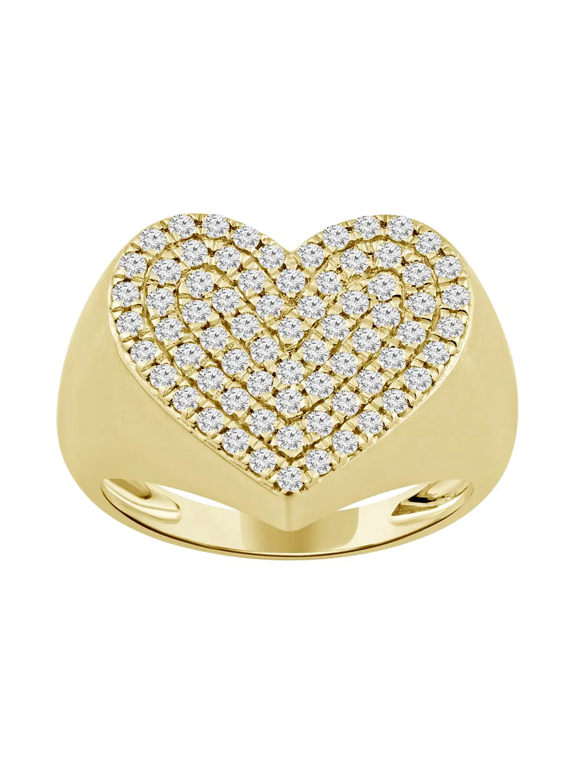 Maxi Anillo Forma Corazón Pavé Oro Amarillo 18K 1