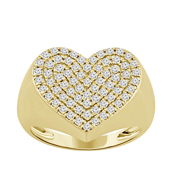 Maxi Anillo Forma Corazón Pavé Oro Amarillo 18K
