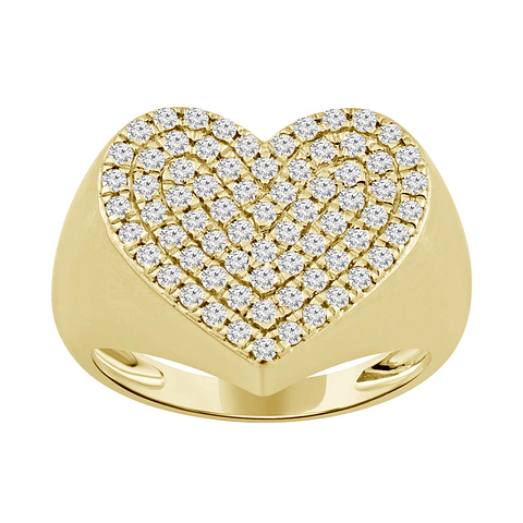 Maxi Anillo Forma Corazón Pavé Oro Amarillo 18K