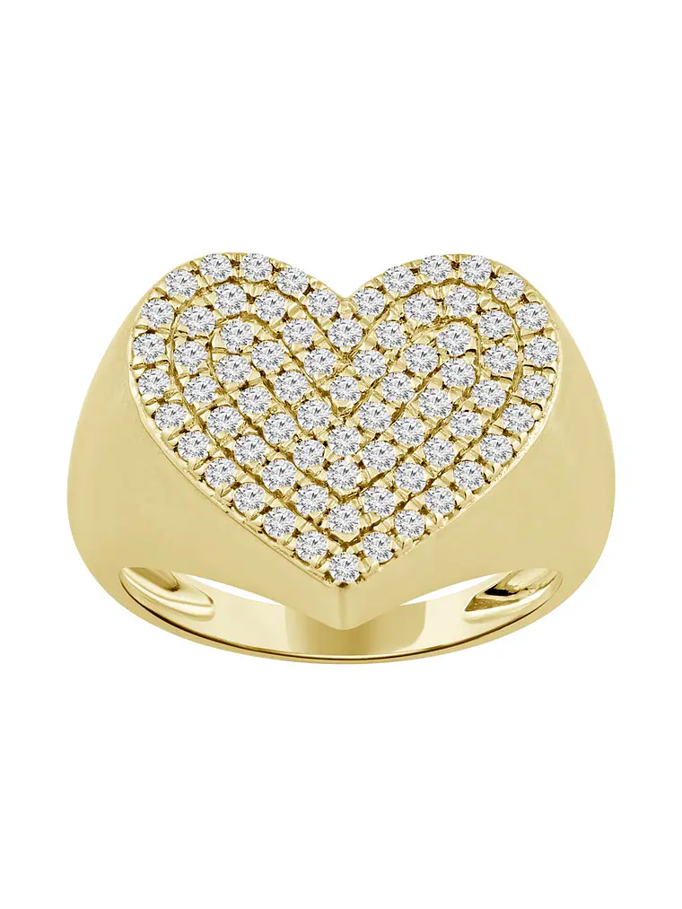 Maxi Anillo Forma Corazón Pavé Oro Amarillo 18K 1