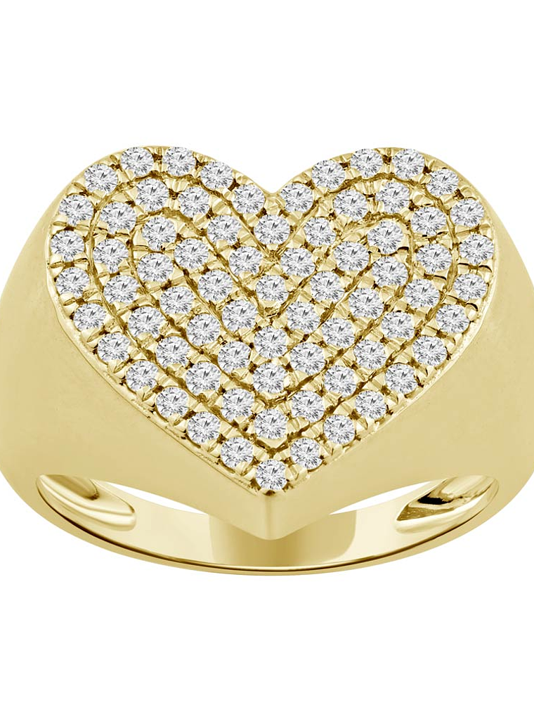 Maxi Anillo Forma Corazón Pavé Oro Amarillo 18K 1