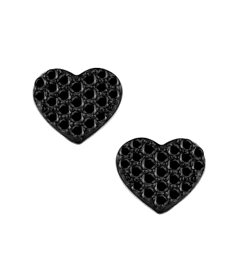 Aros Corazón Diamantes Negros en Oro Blanco 18K