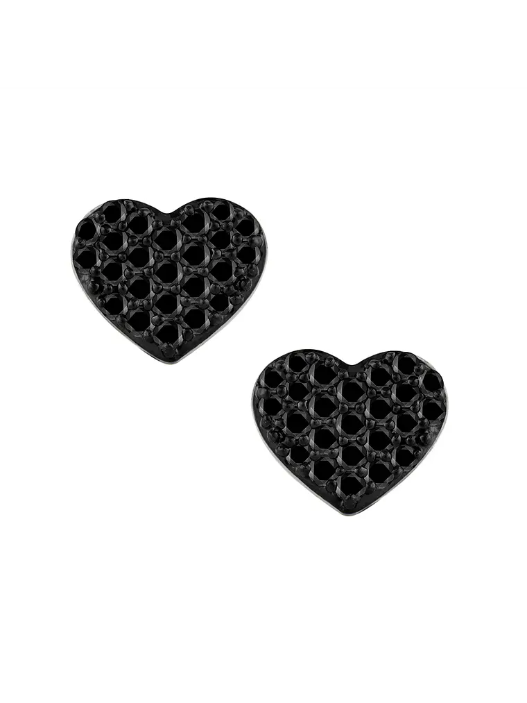 Aros Corazón Diamantes Negros en Oro Blanco 18K 1
