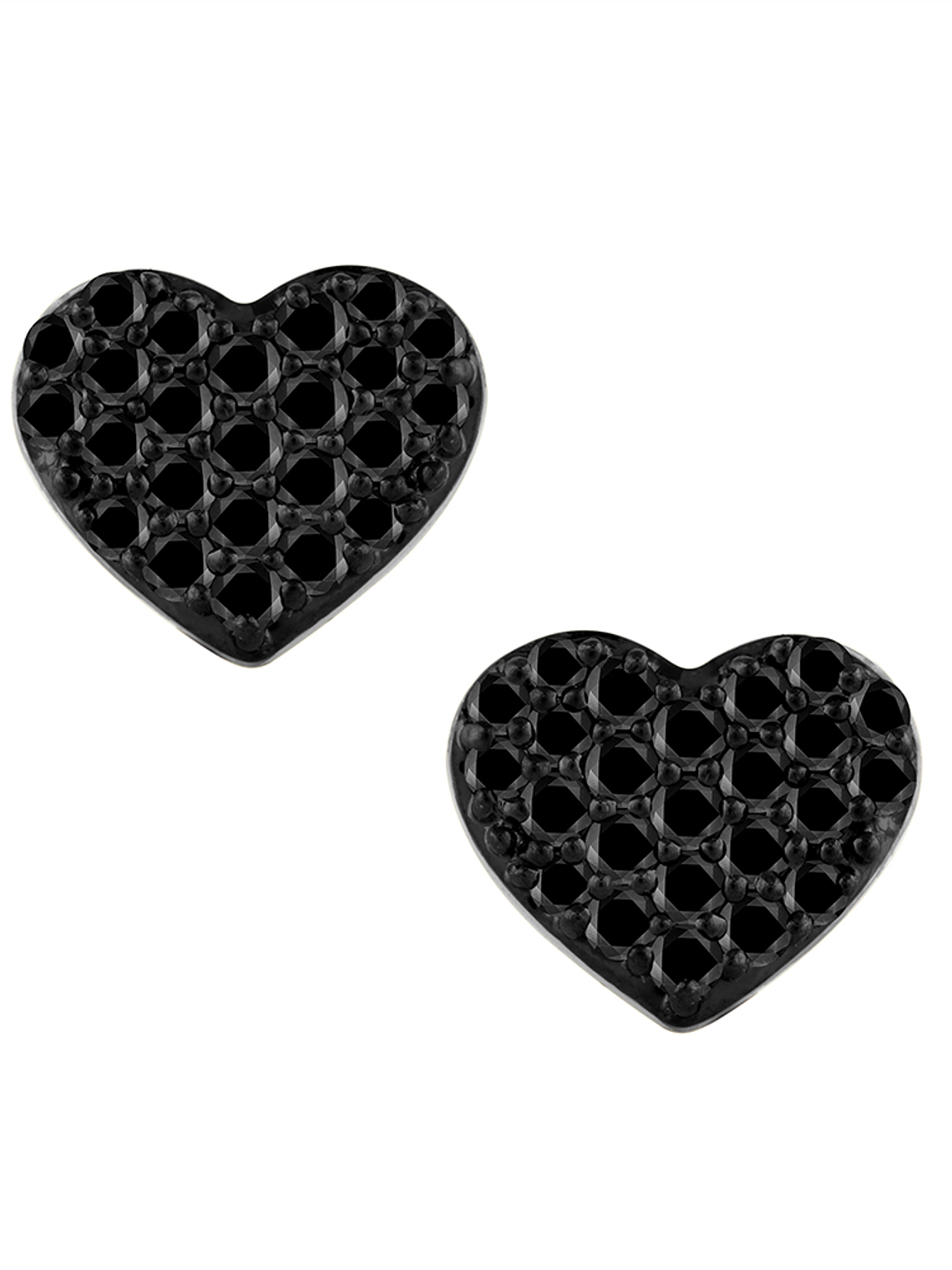 Aros Corazón Diamantes Negros en Oro Blanco 18K 1