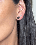 Aros Corazón Diamantes Negros en Oro Blanco 18K