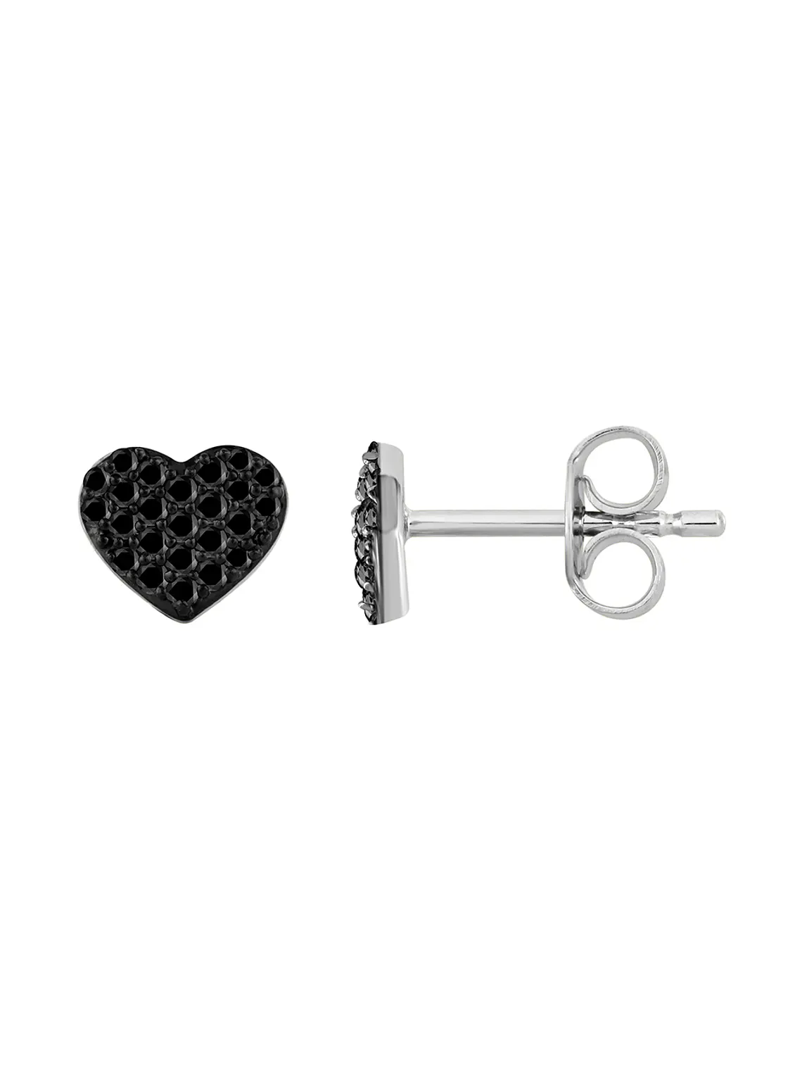 Aros Corazón Diamantes Negros en Oro Blanco 18K 2