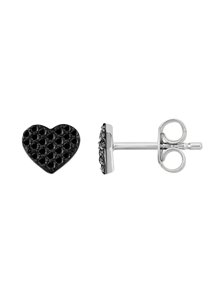 Aros Corazón Diamantes Negros en Oro Blanco 18K 2