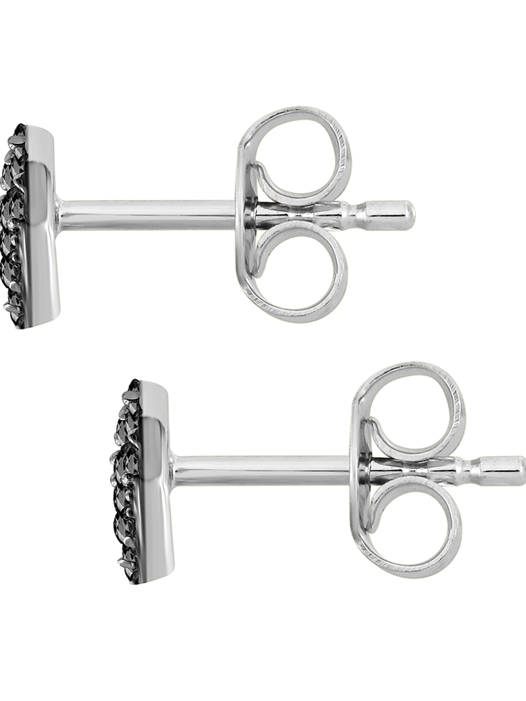 Aros Corazón Diamantes Negros en Oro Blanco 18K 3