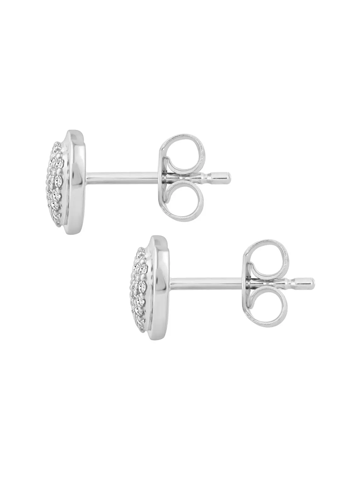 Aros Corazón Diamantes Naturales Pavé en Oro Blanco 18K 3