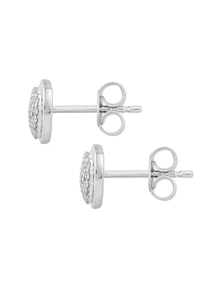 Aros Corazón Diamantes Naturales Pavé en Oro Blanco 18K 3