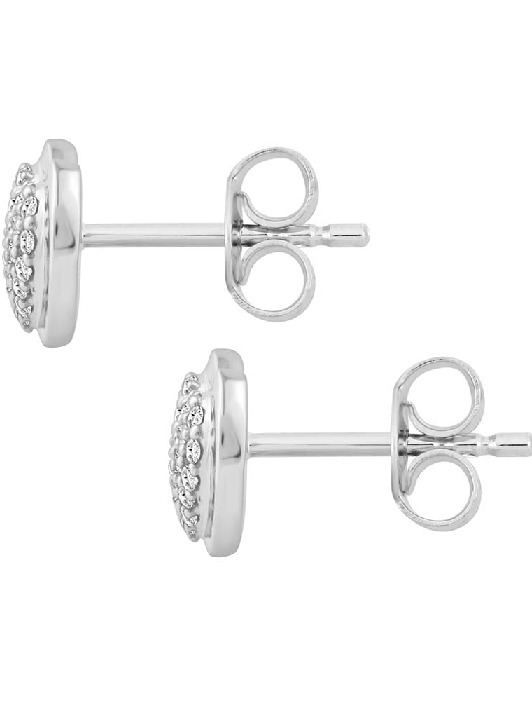 Aros Corazón Diamantes Naturales Pavé en Oro Blanco 18K 3