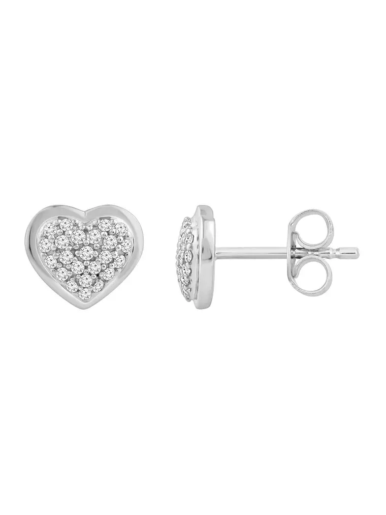 Aros Corazón Diamantes Naturales Pavé en Oro Blanco 18K 2