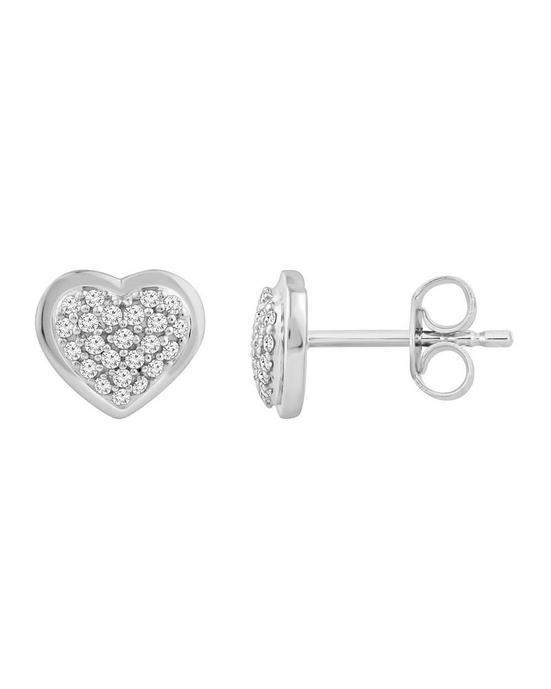 Aros Corazón Diamantes Naturales Pavé en Oro Blanco 18K