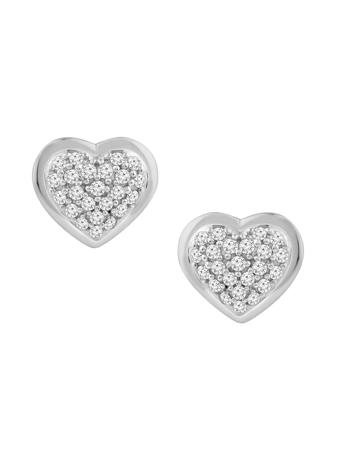 Aros Corazón Diamantes Naturales Pavé en Oro Blanco 18K 1