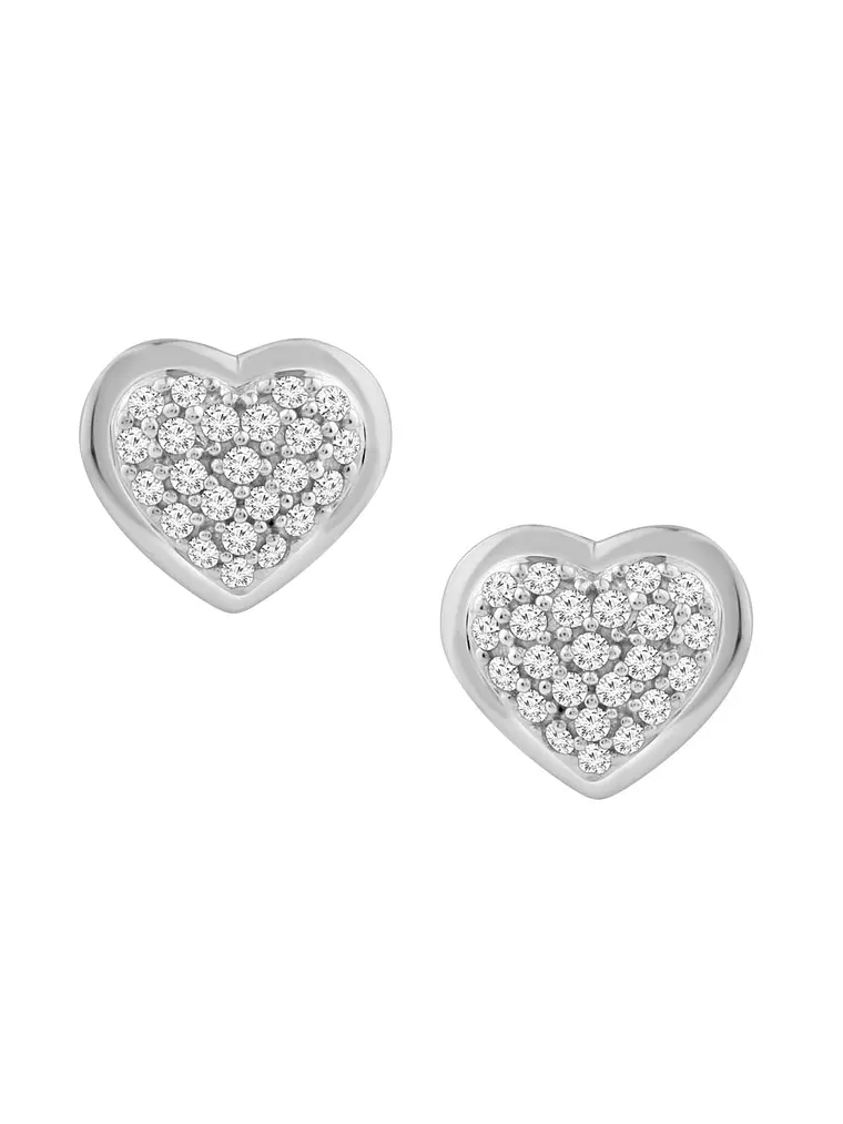 Aros Corazón Diamantes Naturales Pavé en Oro Blanco 18K 1