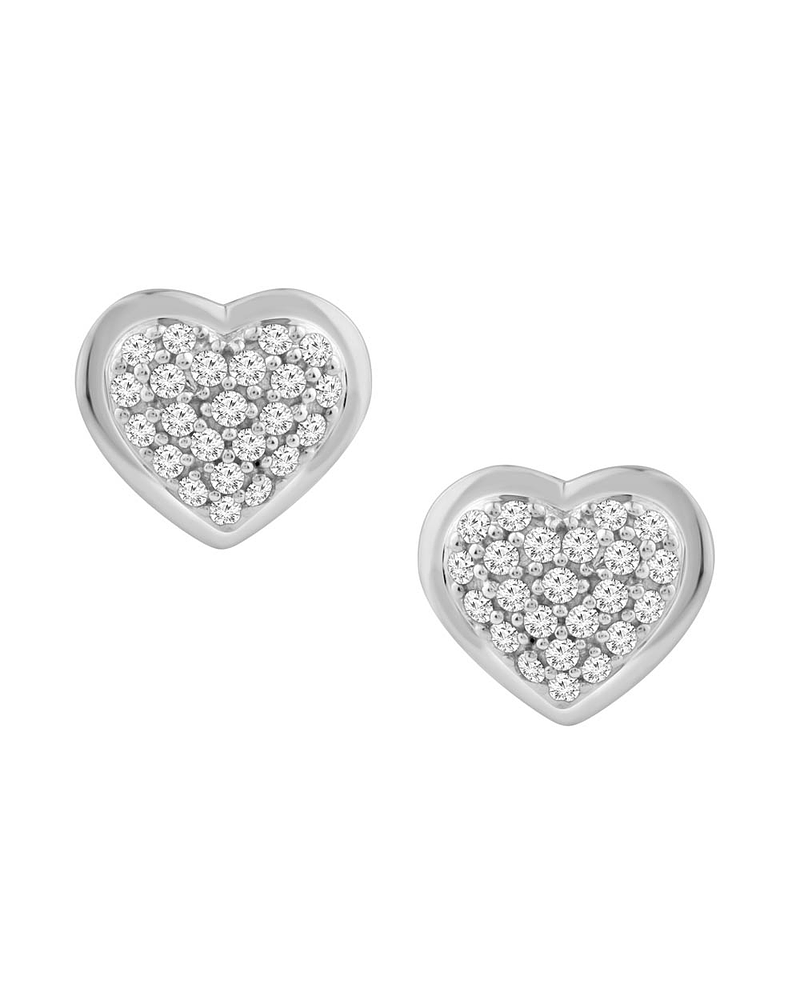 Aros Corazón Diamantes Naturales Pavé en Oro Blanco 18K
