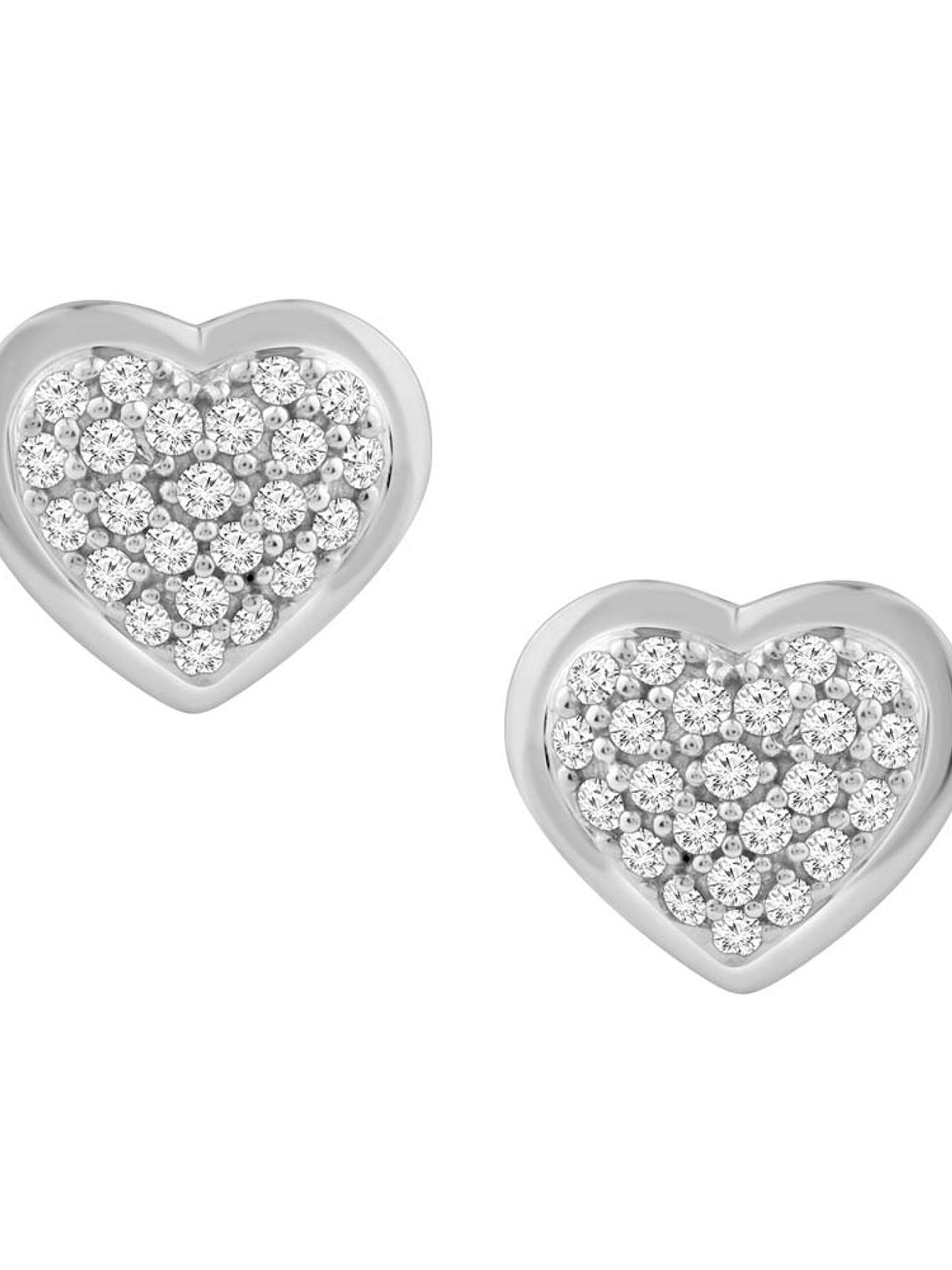Aros Corazón Diamantes Naturales Pavé en Oro Blanco 18K 1