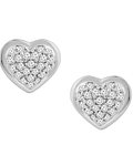 Aros Corazón Diamantes Naturales Pavé en Oro Blanco 18K