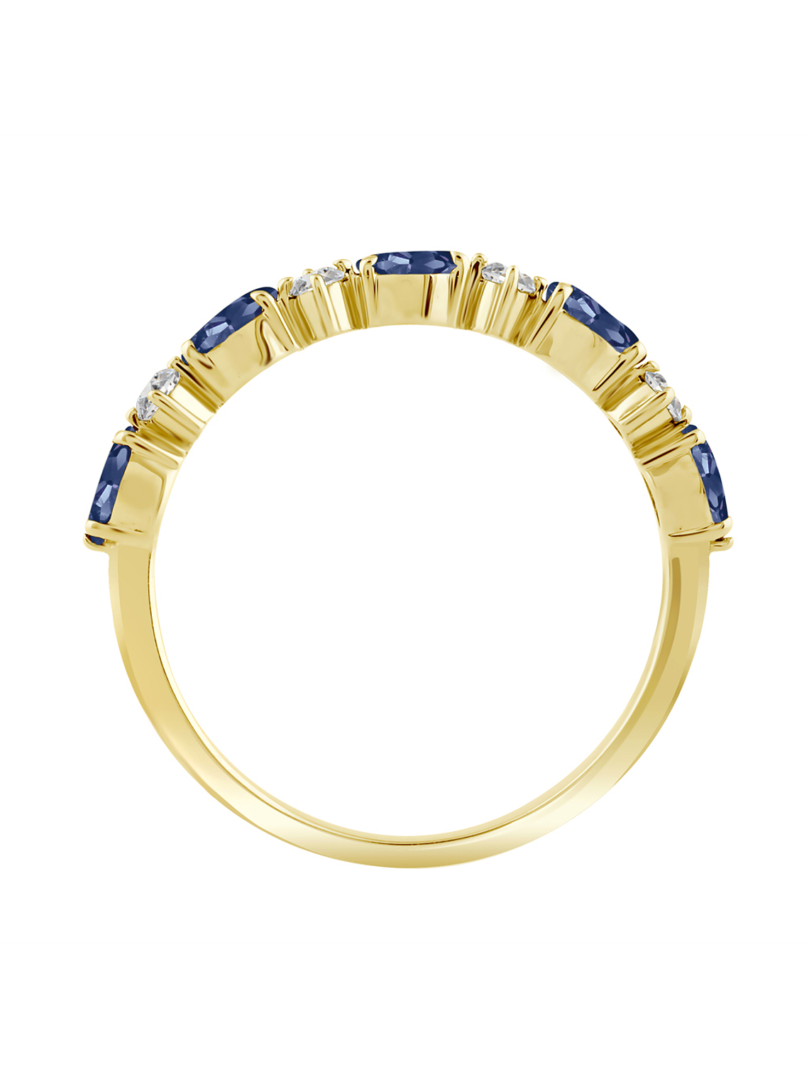 Anillo Cintillo Zafiros Azules y Diamantes en Oro Amarillo 18K 2