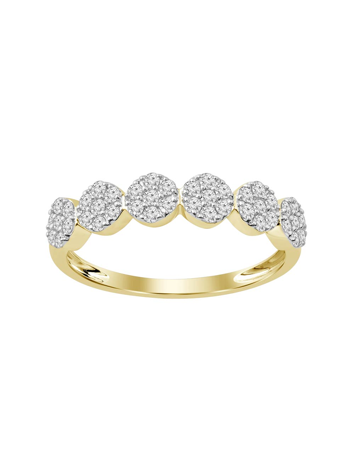 Anillo Medio Cintillo Rosetas de Diamantes en Oro Amarillo 18K 1