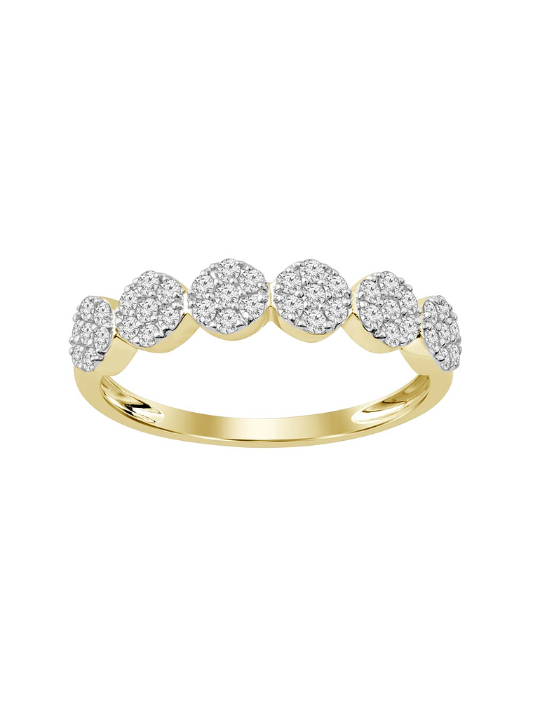 Anillo Medio Cintillo Rosetas de Diamantes en Oro Amarillo 18K 1