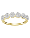 Anillo Medio Cintillo Rosetas de Diamantes en Oro Amarillo 18K