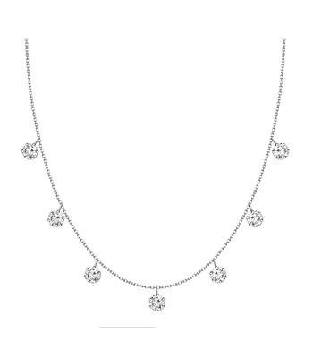 Collar 7 Diamantes Colgantes en Oro Blanco 18K