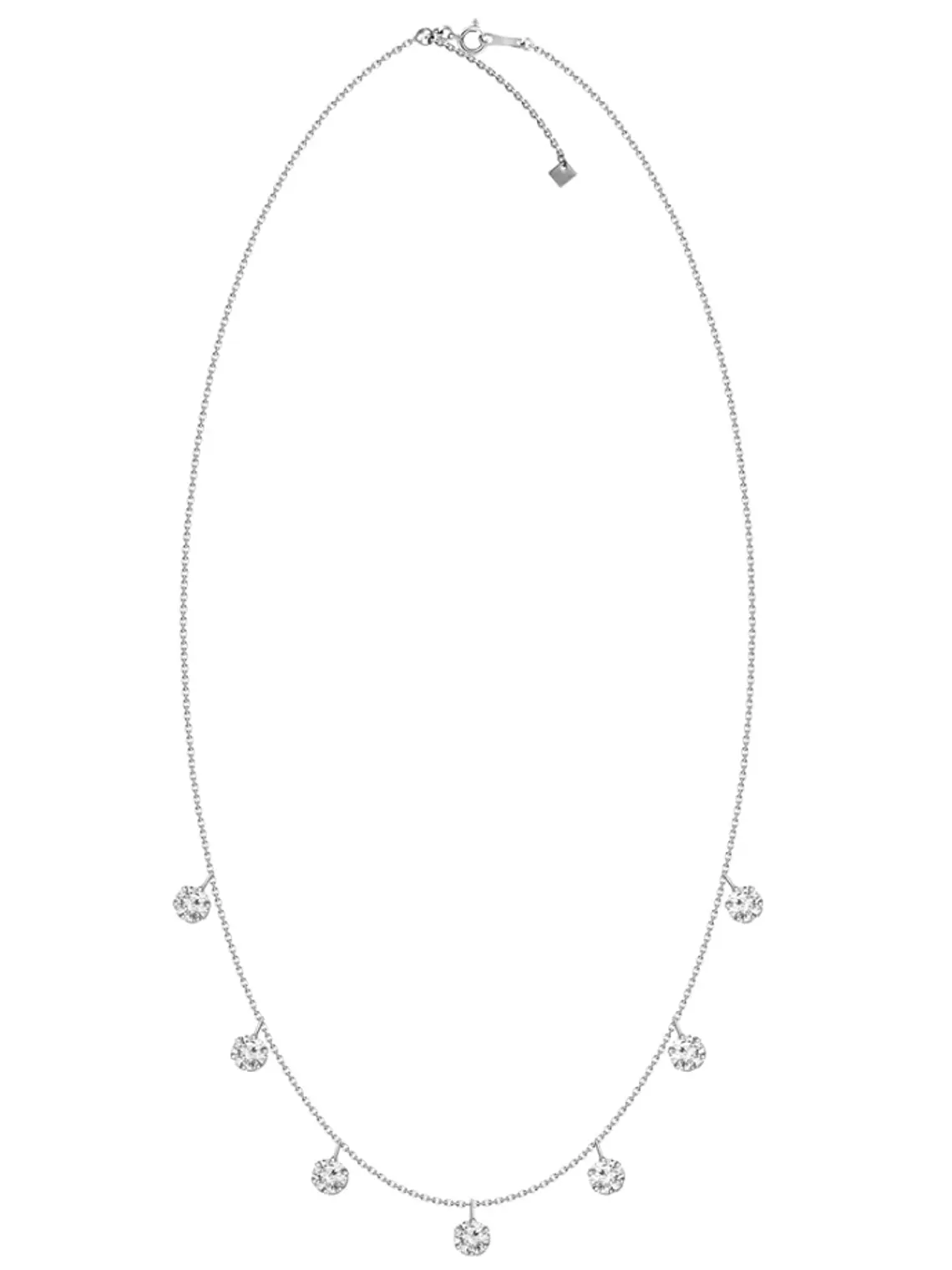 Collar 7 Diamantes Colgantes en Oro Blanco 18K 2