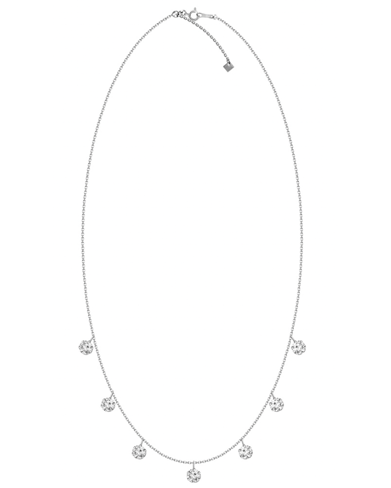 Collar 7 Diamantes Colgantes en Oro Blanco 18K