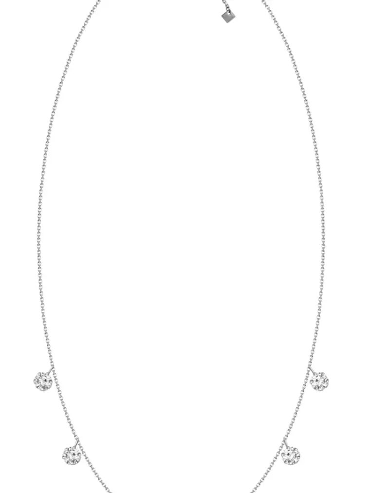 Collar 7 Diamantes Colgantes en Oro Blanco 18K 2