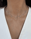 Collar 7 Diamantes Colgantes en Oro Blanco 18K