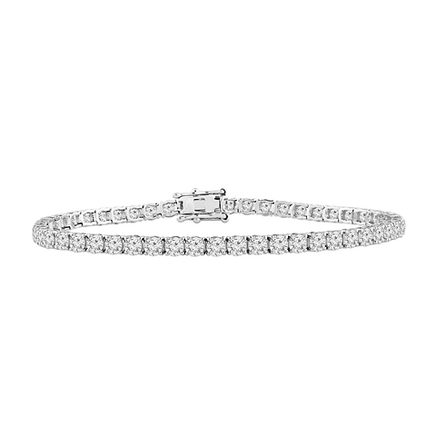 Maravillosa Pulsera Tennis Diamantes Naturales en Oro Blanco 18K