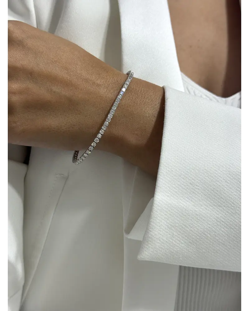 Maravillosa Pulsera Tennis Diamantes Naturales en Oro Blanco 18K