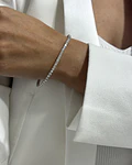 Maravillosa Pulsera Tennis Diamantes Naturales en Oro Blanco 18K