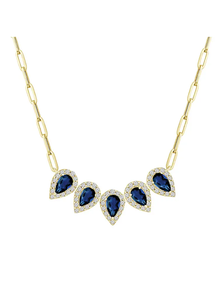 Collar 5 Zafiros Gota y Diamantes en Oro Amarillo 18K 1
