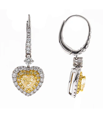 Aros Forma Corazón Diamantes Fancy Yellow Oro Blanco 18K