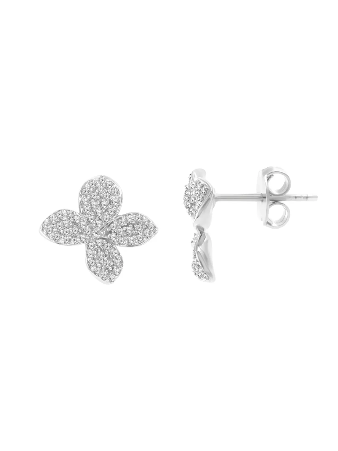 Aros Flores de Diamantes en Oro Blanco 18K 3