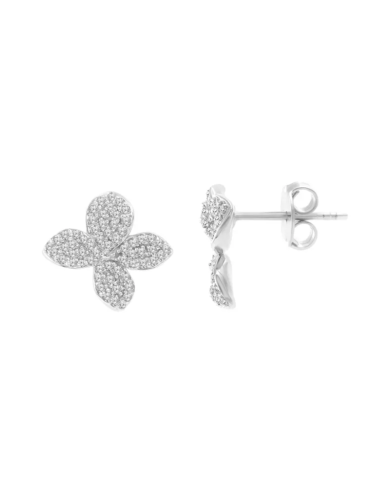 Aros Flores de Diamantes en Oro Blanco 18K 3